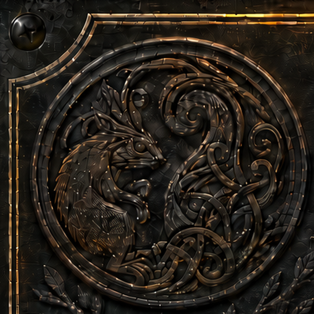 Urnes-style carving of Ratatosk, the squirrel of Yggdrasil