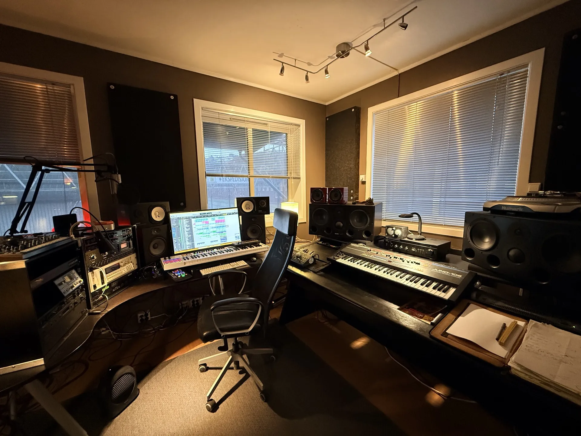 Janski studio — mixing desk and monitors